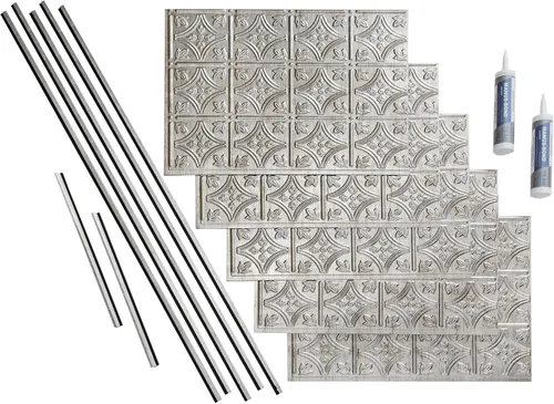 Miniatura 9 de FASÄDE Kit decorativo para salpicaduras de vinilo de estilo tradicional y patrón 1 de 15 pies cuadrados en bronce argente Bronce de plata