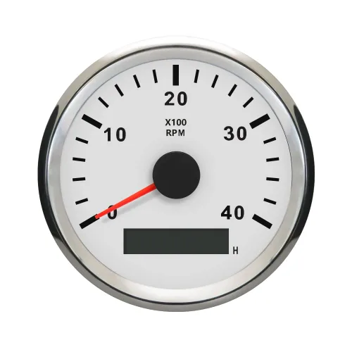 ELING Tacómetro medidor de RPM con medidor de horas para coche, camión, barco, yate, 0-4000 rpm, 3.346 in con retroiluminación Blanco y acero
