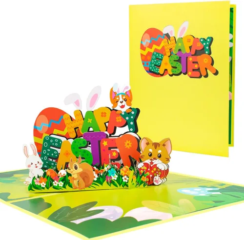 Tarjetas emergentes de Pascua de Animal Garden, tarjeta de feliz Pascua, tarjeta de conejo de Pascua, tarjeta de felicitación de Pascua, tarjetas de