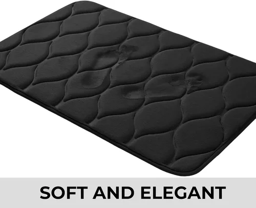 Miniatura 2 de Yafa Home Fashion 1 alfombra de baño de 17 x 24 pulgadas, espuma viscoelástica, absorbente de agua y antideslizante, color negro