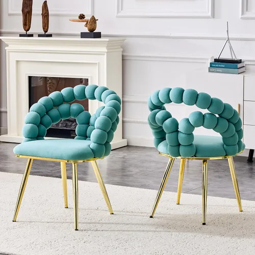 Miniatura 27 de Montary Juego de 2 sillas de comedor, modernas sillas de comedor con patas de acero dorado, elegantes sillas de piel sintética beige con respaldo