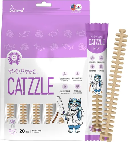 Miniatura 12 de CATZZLE Golosinas para gatos, masticables dentales para gatos de interior, limpieza de dientes de gato, aperitivos para el cuidado dental – control