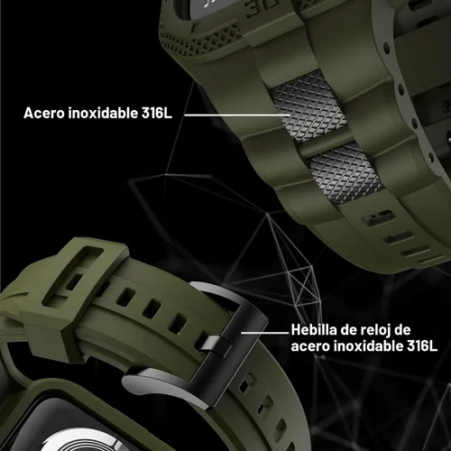 Miniatura 4 de Correas compatibles con Apple Watch Band 46mm 45mm 44mm 42mm, correa deportiva para hombres con funda protectora para Watch Series 11 10 9 8 7/ SE