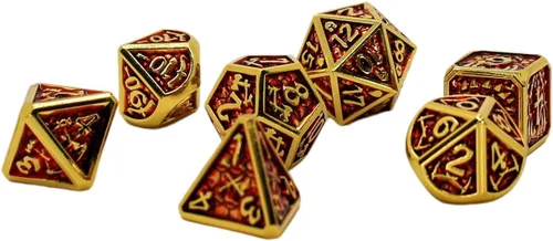 Miniatura 19 de Juego de dados de metal con escamas de dragón en color negro con caja de exhibición, perfecto para juegos, equilibrio adecuado y distribución