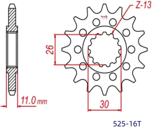 Miniatura 3 de 525 Cadena 16T 47T Piñón trasero delantero para TDM900 5PS TDM 900A ABS FZ8 FZ8N FZ8S FZ-8 FZ-8S FZ-8N FZ 8 TDM 900 (delantero)