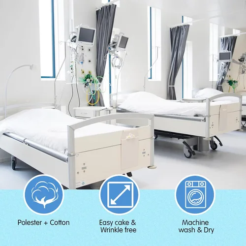 Miniatura 3 de Preboun Juego de 2 sábanas de hospital de 36 x 84 x 14 pulgadas con sábanas de hospital y fundas de almohada elásticas para el hogar, mesa de Blanco
