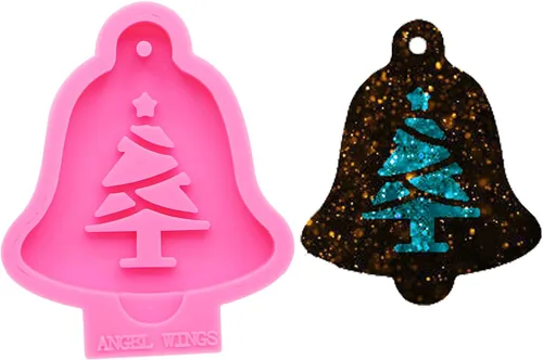 Miniatura 13 de Angel Wings Moldes de llavero con forma de lazo y muletas de Navidad, molde de silicona de resina epoxi, molde de arcilla polimérica, moldes