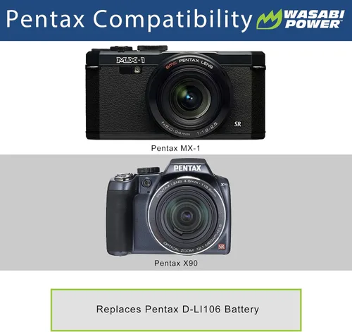 Miniatura 2 de Wasabi Power Batería para Pentax D-LI106 y Pentax MX-1, X90