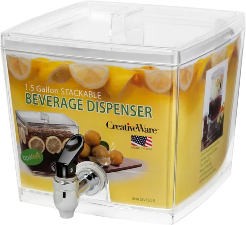 Miniatura 3 de CreativeWare Dispensador de bebidas sin funda base, 1.5 galones, transparente
