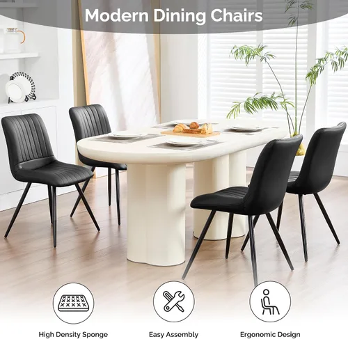 Miniatura 8 de Sillas de comedor, modernas sillas de comedor con cojines gruesos, sillas tapizadas de piel sintética para cocina, comedor con patas de metal