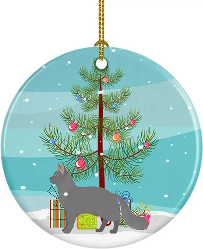 Miniatura 127 de Caroline's Treasures Adorno de cerámica con texto en inglés "Merry Christmas" para colgar en el árbol de Navidad, decoración para el hogar, Navidad