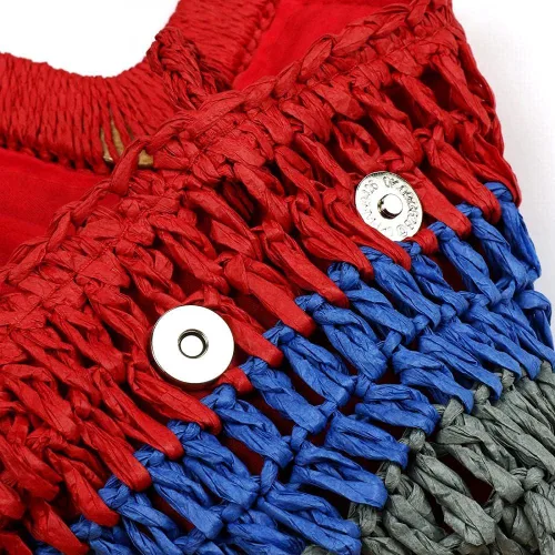 Miniatura 5 de Bolso de mano tejido colorido hecho a mano de bambú para mujer