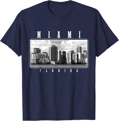 Miniatura 18 de Miami Skyline Florida Pride Vintage Miami Camiseta, Negro