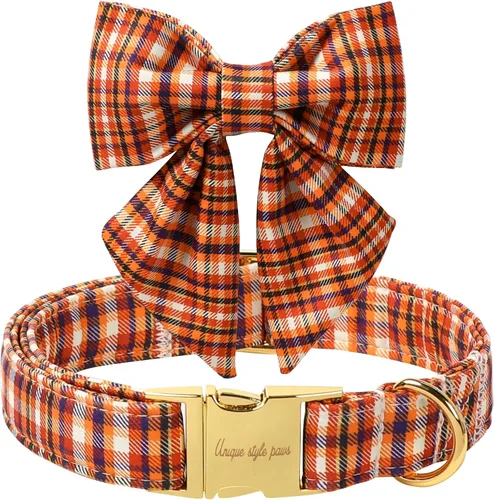 Miniatura 20 de Unique style paws Collar de perro de color verde sedoso, ajustable, duradero, con lazo para boda, collar de pajarita para cachorros y gatos pequeños