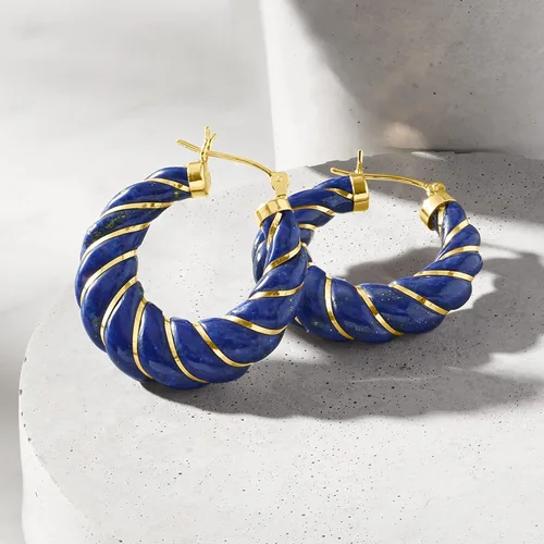 Miniatura 3 de Ross-Simons Pendientes de aro con piedras preciosas talladas con oro amarillo de 14 quilates