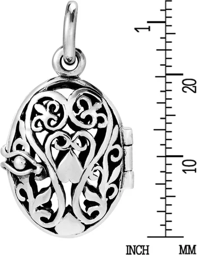 Miniatura 4 de AeraVida Colgante de plata de ley 925 con medallón de corazón de filigrana Blooming Romance, Metal