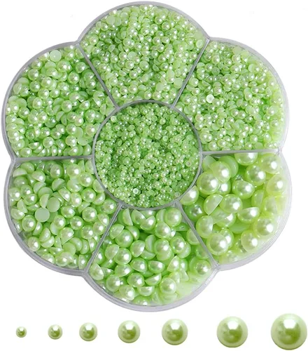 Miniatura 11 de 5700 piezas de medias perlas coloridas para manualidades, perlas de uñas para manualidades, accesorios de bricolaje, perlas de espalda plana