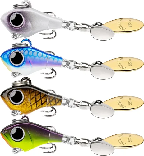 TRUSCEND Señuelos Vibespinner con ganchos BKK - Fácil de atrapar: 4 acciones (vibrar/nadar/flash/plantilla) para más bocados, cebo de búsqueda de