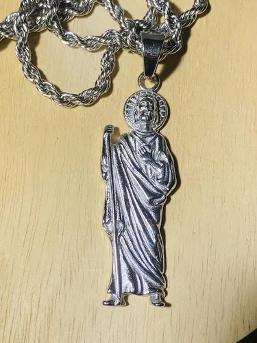Miniatura 6 de San Judas - Colgante de plata para hombre y mujer, cadena de cuerda de acero inoxidable real de 0.118 in, joyería Mans, colgante de joyería