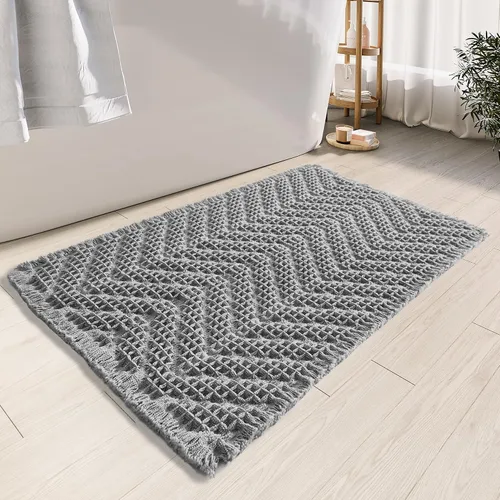 Miniatura 14 de BULULOM Alfombras de Baño Boho, Alfombra de Baño Waffle Mejorada, Alfombras de Baño Súper Absorbentes Antideslizantes, Alfombras Lavables a Máquina