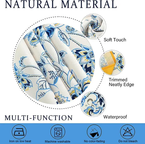 Miniatura 5 de Mantel floral impermeable, mantel de campo francés ovalado azul y amarillo, 54 x 72 pulgadas, resistente a las arrugas y lavable, perfecto