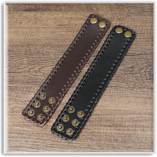 Miniatura 6 de Xusamss Pulsera de cuero punk, pulsera ajustable a presión