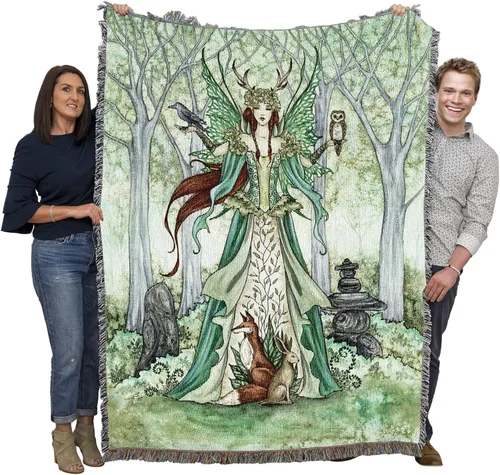 Pure Country Weavers Manta de hadas Caretaker de Amy Brown, tapiz de regalo de fantasía tejida de algodón, fabricada en los Estados Unidos (72 x 54