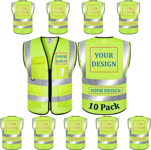 Miniatura 17 de BeautyWill Chaleco de Seguridad con Logo Personalizado Clase 2 Chaleco Reflectante de Alta Visibilidad Chaleco de Construcción Transpirable