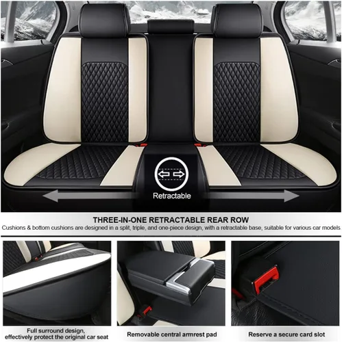 Miniatura 6 de Fundas de asiento de automóvil para Toyota RAV4 Hybrid 2016-2021, juego de fundas de asiento de automóvil de piel sintética para asientos delanteros