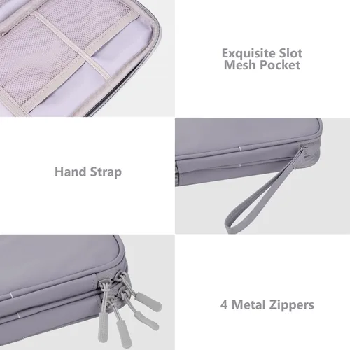 Miniatura 4 de Organizador de viaje electrónico, bolsa de accesorios tecnológicos para cables/cargador y cables (gris, PU-M)