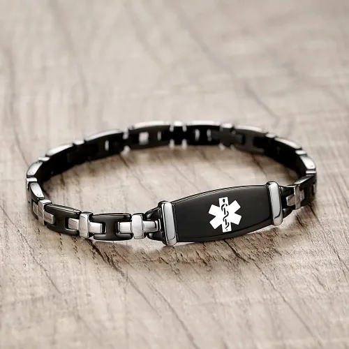 Miniatura 26 de LinnaLove Lady Medical Alert - Pulseras médicas de acero inoxidable para mujer, 7.5 pulgadas