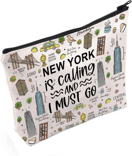 POFULL NYC Gift New York is Calling and I Must Go Tote Bag Regalo de viaje Regalo de viaje de Nueva York, Nueva York está llamando bolsa de Nueva