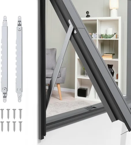 Miniatura 12 de Bisagras de ventana, soportes de ventana, cerradura de ventana, barra telescópica de múltiples ranuras para ventana colgada, SUS304, 1 par, 10
