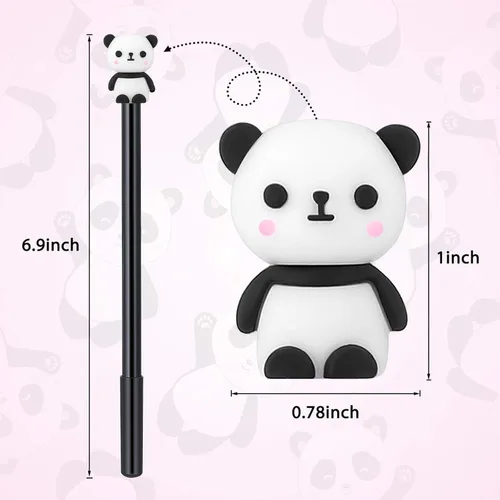 Miniatura 2 de Zonon 20 bolígrafos de panda para fin de año escolar, 0.020 in, tinta de gel negra, lindos dibujos animados, panda kawaii, suministros de escritura