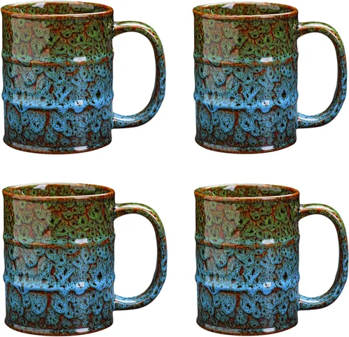 Miniatura 10 de Taza de café de cerámica marrón y amarilla de 20 onzas, grande, apta para lavavajillas y microondas, perfecta para la oficina y el hogar marrón