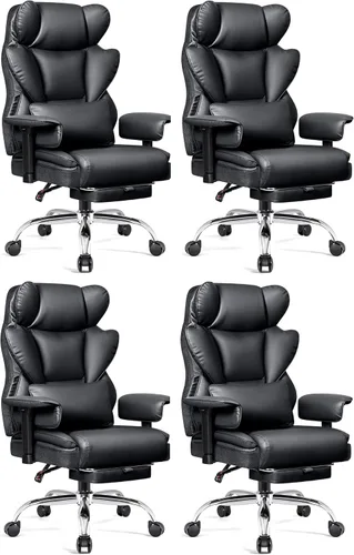 Miniatura 18 de BESTFAIR Silla de oficina grande y alta, silla ejecutiva de respaldo alto con reposapiés y soporte lumbar para personas pesadas, brazos ajustables