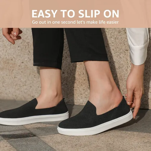 Miniatura 3 de STQ Zapatos sin cordones para mujer, transpirables, de moda, cómodos, de punto, casuales