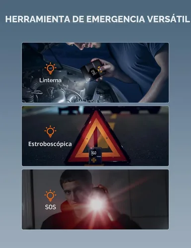 Miniatura 8 de AstroAI L7 Mini Inflador de Neumáticos Compresor de Aire Portátil, 150 PSI Bomba de Aire Inalámbrica para Neumáticos de Coche con Luces LED