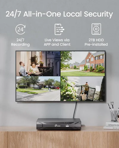 Miniatura 4 de Loocam Sistema de cámara PoE 8CH 5MP NVR, cámaras IP domo con cable, sistema de cámara de seguridad con cable, 8 piezas, detección de movimiento