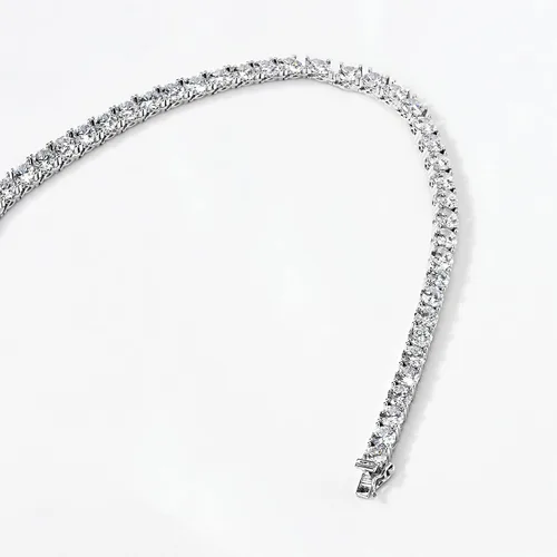 Miniatura 3 de Tienda Essentials Juego de collar de tenis de plata de ley chapada en platino con circonita cúbica de elementos infinitos de corte redondo