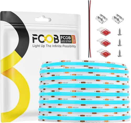 Miniatura 47 de Tira de luces LED COB DC24V de 16.4 pies, 6000 K, blanco frío, 320 LED, flexible, de alta densidad, uniforme, brillante, 9W/m, CRI90+ regulable