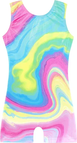 HOZIY Leotardos de gimnasia con pantalones cortos para niñas y niños pequeños, trajes de ciclista con estampado de unicornio brillante, leopardo,