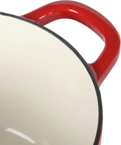Miniatura 5 de Crock-Pot Cacerola de Hierro Fundido Esmaltado Europeo de 3 Cuartos con Tapa – Rojo Degradado, Utensilios de Cocina Duraderos Aptos para Horno