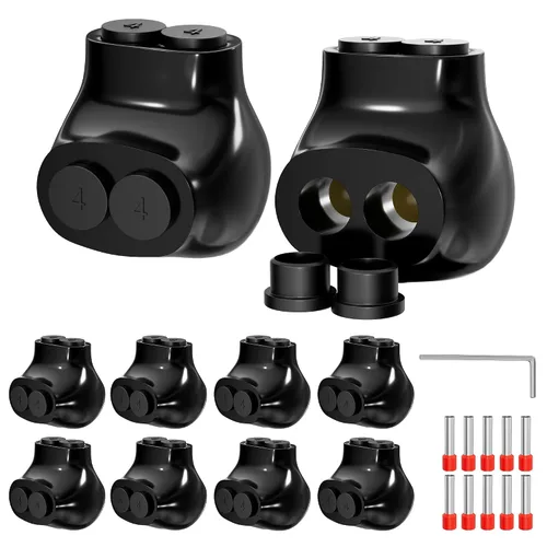 Joinfworld Conector de múltiples derivaciones aislado de 2 puertos, conectores de cable de aluminio a cobre, 4-14AWG de entrada de un solo lado,