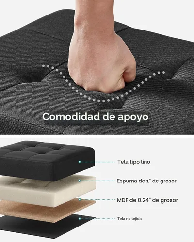 Miniatura 5 de SONGMICS Otomana de almacenamiento, reposapiés otomano pequeño con patas, taburete de pie de 12.6 x 15.8 x 13.2 pulgadas, carga de hasta 660 libras