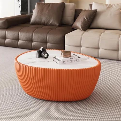 Miniatura 32 de Mesa de centro moderna, mesa de té central circular de 15.75 pulgadas, mesa de cóctel, mesas de centro redondas cilíndricas para sala de estar