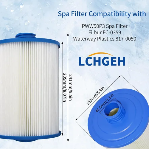 Miniatura 2 de PWW50P3 Filtro de spa, repuesto para hilo grueso Unicel 6CH-940 Filbur FC-0359,25252,03FIL1400,1 1/2 pulgadas SAE rosca gruesa, filtro SAE