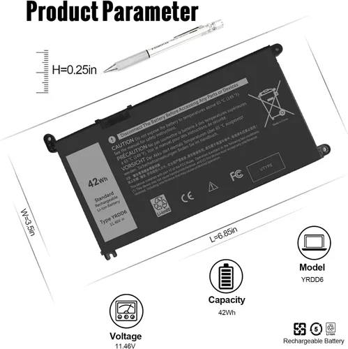 Miniatura 2 de 42Wh YRDD6 - Batería de repuesto para laptop Dell Inspiron 15 3000 Series 3583 3593 3582 3501 Inspiron 15 5000 Series 5584 5585 5593 5594 5598 14