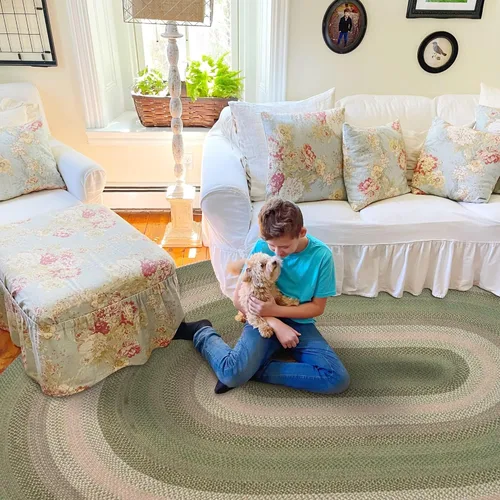 Miniatura 88 de Homespice Alfombras de Área Ovaladas Trenzadas de Yute Denim Azul de 8x10 pies para Sala de Estar, Dormitorio y Comedor. Apto para Mascotas. Estilos