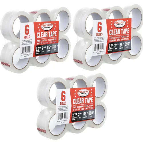 Miniatura 8 de Pacific Mailer Cinta de embalaje transparente, cinta de cartón de embalaje resistente para envíos, sellado móvil, 2 pulgadas de ancho, 2.7 mil